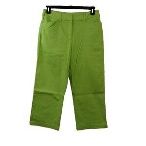 Jones New York Sport Stretch Pants Womens Size 10 Green Chino Pockets Belt Loops